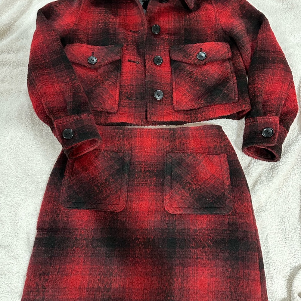 Banana Republic Red and Black Plaid Outerwear